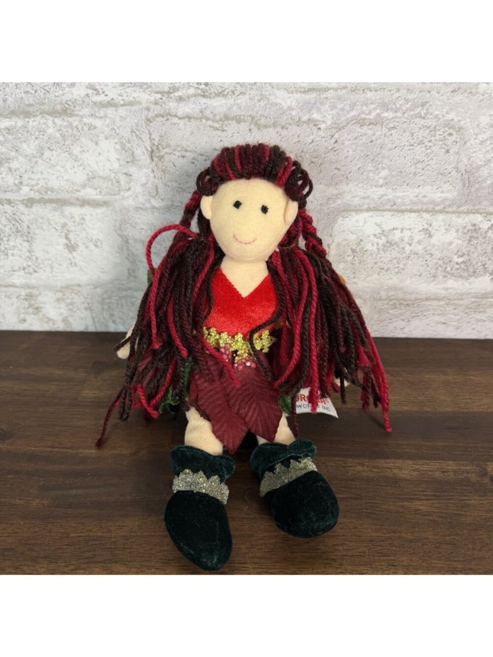 The Color Of Hugs Aurora Wood Woodland Fairy 9” Plush Doll Red Dress Brunette